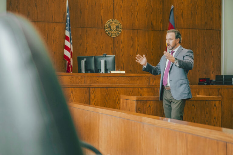 Jeremy Rosenthal Denver injury lawyer presenting case to jury in courtroom